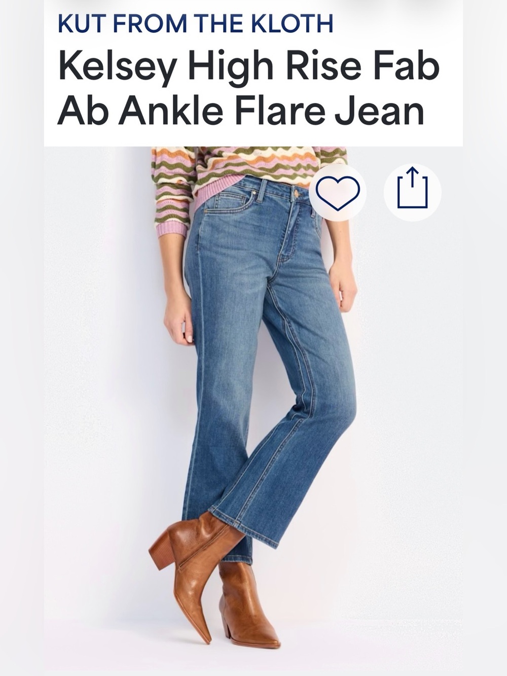 Kut from the Kloth Blue High-Rise Ankle Flare Jeans